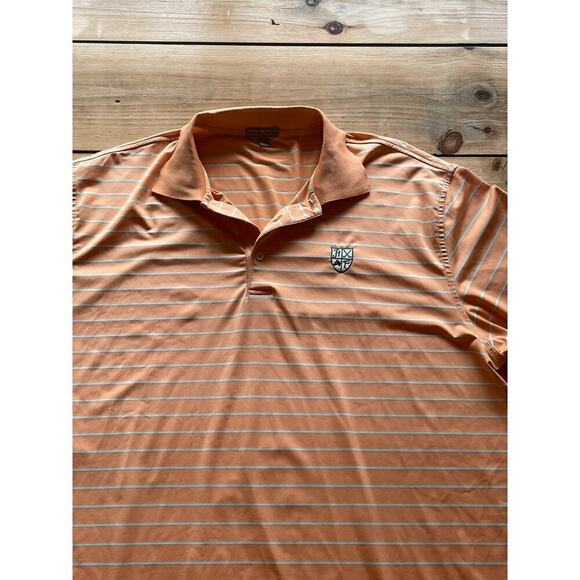 Peter Millar Summer Comfort Polo Shirt Mens XL Orange striped Golf. Performance - Picture 3 of 6